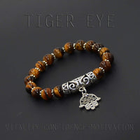 New Style Tiger Eye Beads Bracelet with Hamsa (Ethnic Wallet Gift)