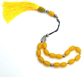 ALBATROSART Design -Greek KOMBOLOI Series -1- Worry Beads - Prayer Beads - Tesbih-Tasbih-Tasbeeh-Misbaha-Sibha-Rosary (Imitation Yellow Amber Acrylic Beads -(10X13mm, 15 Beads)