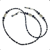 -HANDMADE Eyeglass Chains Elegant Eyewear Retainer Beaded Eyeglass Strap Holder Natural Stone Beaded Eyewear Retainer (BLACK AGATE Stone Beaded Design)