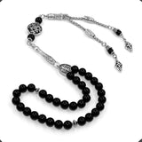 ALBATROSART Design - Long & Stylist Tassels Worry Beads - Prayer Beads (8 mm-33 Beads) Tesbih-Tasbih-Tasbeeh-Misbaha-Subha-Sebha-Sibha-Rosary (Shiny Natural Round Agate Stone)