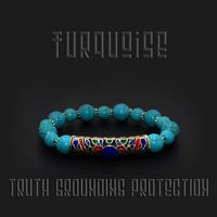 ALBATROSART - Handmade Bracelet Collection - (Ethnic Wallet Gift) (Turquoise Bracelet with Multi Color Pattern)