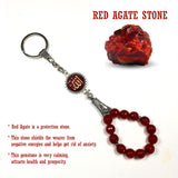 ALBATROSART -Keychain Collection with Allah -Handbag Holders (10mm Red Agate Stone)