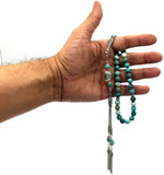 ALBATROSART Design - New Long & Stylist Tassels Worry Beads - Prayer Beads (8 mm-33 Beads) Tesbih-Tasbih-Tasbeeh-Misbaha-Subha-Sebha-Sibha-Rosary (Natural RAW Turquoise -8mm-33Beads)