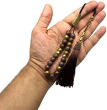 Greek KOMBOLOI Series Worry Beads Begleri Pony Anxiety Beads Rosary Relaxation Stress Relief (Matte Style Faceted Brown Hematite Beads (10 mm, 19 Beads )