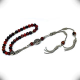 ALBATROSART Design - New Long & Stylist Tassels Worry Beads - Prayer Beads (8 mm-33 Beads) Tesbih-Tasbih-Tasbeeh-Misbaha-Subha-Sebha-Sibha-Rosary (Miracle Agate Stone - Twin Tassel)