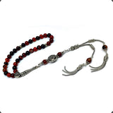 ALBATROSART Design - New Long & Stylist Tassels Worry Beads - Prayer Beads (8 mm-33 Beads) Tesbih-Tasbih-Tasbeeh-Misbaha-Subha-Sebha-Sibha-Rosary (Miracle Agate Stone - Twin Tassel)