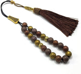 Greek KOMBOLOI Series Worry Beads Begleri Pony Anxiety Beads Rosary Relaxation Stress Relief (Matte Style Faceted Brown Hematite Beads (10 mm, 19 Beads )