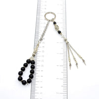 Black Onyx Worry Beads & Keychain Together -Stress Worry Beads - Tesbih-Tasbih (ETHNIC WALLET GIFT)