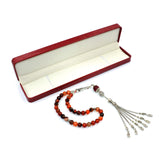 -PRESTIGE SERIES- Miracle Red Agate Stone-Tesbih-Tasbih-Tasbeeh-Misbaha-Masbaha (8 mm 33 beads)