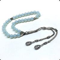 ALBATROSART - Simple Designed Natural Stone Worry Beads (8mm -33 Beads) - Prayer Beads Tesbih-Tasbih-Tasbeeh-Misbaha-Subha-Sebha-Sibha-Rosary (Opalite Crystal)