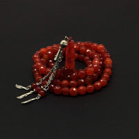 Brilliance Collection: Worry Beads-Prayer Beads-Tesbih-Tasbih-Tasbeeh-Misbaha-Masbaha-Subha-Sebha-Sibha-Rosary  (RED Agate Natural Faceted Gemstone -8 mm 99 Beads)