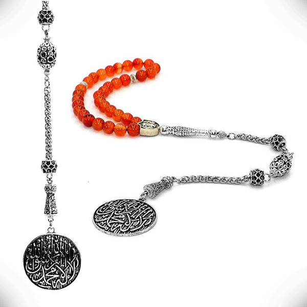 -BELIEF SERIES-Red Agate Stone Prayer Beads-Tesbih-Tasbih-Tasbeeh-Misbaha-Masbaha (8 mm - 33 beads)