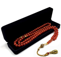 ALBATROSART Special Prayer Beads Series -99 Beads- Tesbih Tasbih Tasbeeh Misbaha Masbaha Subha Sebha Sibha  (Red Agate Natural Stone -8 mm)