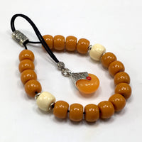 Greek KOMBOLOI Series Worry Beads Begleri Pony Anxiety Beads Rosary Relaxation Stress Relief (Dark Orange Resin Drum -13X9 mm- 19 Big Beads)