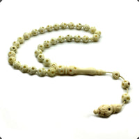 ALBATROSART -Grandeur Collection- Worry Beads-Prayer Beads-Tesbih-Tasbih-Tasbeeh-Misbaha-Masbaha-Subha-Sebha-Sibha-Rosary (Embroidered Camel Bone (10 mm-33 beads)