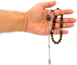 ALBATROSART Design -Tiger Eye Stone Series Worry Beads - Prayer Beads (8 mm-33 Beads) Tesbih-Tasbih-Tasbeeh-Misbaha-Masbaha-Subha-Sebha-Sibha-Rosary (Allah Tassel- Collection (8 mm -33 Beads))