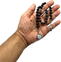 ALBATROSART -Swing Beads Collection- Prayer Beads-Tesbih-Tasbih-Tasbeeh-Misbaha-Masbaha-Subha-Sebha-Sibha-Rosary (Model 2 -8 mm Diameter Black Agate Beads)