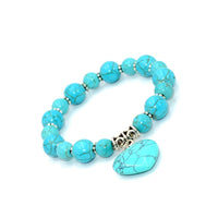 BRACELETS WITH HEART PENDANT SERIES- All Natural Stones (Turquoise Stone) (Free Ethnic Wallet)