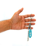 -FREE GIFT POUCH- Unique Design Turquoise Worry Beads & Keychain Together-Worry Beads (10 & 8 mm)