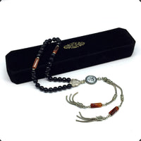 ALBATROSART -Elegance Collection- Prayer Beads-Tesbih-Tasbih-Tasbeeh-Misbaha-Masbaha-Subha-Sebha-Sibha-Rosary (Faceted Black Jade Stone (8mm -33 Beads)