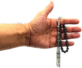 ALBATROSART Design -Black Hematit Beaded Collection -1 Worry Beads-Prayer Beads-Tesbih-Tasbih-Tasbeeh-Misbaha-Masbaha-Subha-Sibha-Rosary (Hematite -7 mm-33 Beads & Bracelet)