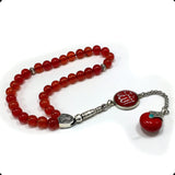 ALBATROSART -Elegance Collection- Prayer Beads-Tesbih-Tasbih-Tasbeeh-Misbaha-Masbaha-Subha-Sebha-Sibha-Rosary (Natural Red Agate Stone and Teardrop Tassel Tesbih -8 mm, 33 Beads-)