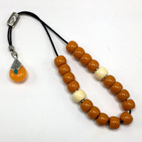 Greek KOMBOLOI Series Worry Beads Begleri Pony Anxiety Beads Rosary Relaxation Stress Relief (Dark Orange Resin Drum -13X9 mm- 19 Big Beads)