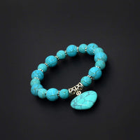 BRACELETS WITH HEART PENDANT SERIES- All Natural Stones (Turquoise Stone) (Free Ethnic Wallet)