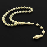 ALBATROSART -Grandeur Collection- Worry Beads-Prayer Beads-Tesbih-Tasbih-Tasbeeh-Misbaha-Masbaha-Subha-Sebha-Sibha-Rosary (Embroidered Camel Bone (10 mm-33 beads)