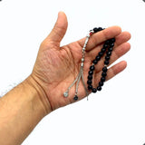 ALBATROSART -Gentle Men Collection- Prayer Beads-Worry Beads-Tesbih-Tasbih-Tasbeeh-Misbaha-Masbaha-Subha-Sebha-Rosary  (Shiny Black Glass Beads -8 mm 33 Beads-)