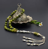 ALBATROSART -Spring Collection- (8 mm - 33 Beads) Tesbih-Tasbih-Tasbeeh-Misbaha-Masbaha-Subha-Sebha-Rosary-Worry Beads-Prayer Beads (Nanyang Jade Stone Beads)