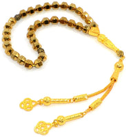 ALBATROSART Design -Black Hematit Beaded Collection -1 Worry Beads - Prayer Beads - Tesbih-Tasbih-Tasbeeh-Misbaha-Masbaha-Subha-Sebha-Sibha-Rosary (Hexagon Yellow & Gold P.Tassel)