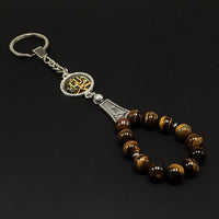 ALBATROSART -Keychain Collection with Allah -Handbag Holders (10 mm - Tiger Eye Natural Stone)