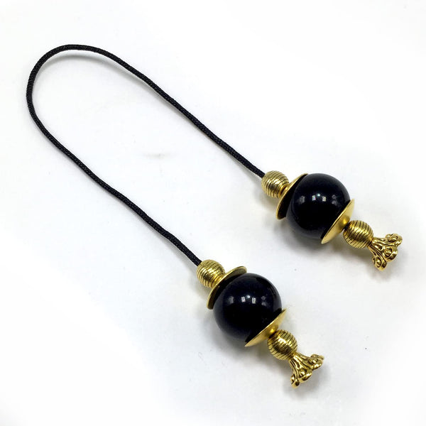 ALBATROSART Design - Greek KOMBOLOI Series Worry Beads Begleri Pony Anxiety Beads Rosary Relaxation Stress Relief  (BEGLERİ - Black Acrylic -16mm- Beads)