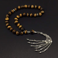 ALBATROSART Design -Tiger Eye Stone Series Worry Beads - Prayer Beads Tesbih-Tasbih-Tasbeeh-Misbaha-Masbaha-Subha-Sebha-Sibha-Rosary (Big Beads --12 mm-33 Beads-)