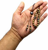 Greek KOMBOLOI Series Worry Beads Begleri Pony Anxiety Beads Rosary Relaxation Stress Relief (Gold Hematite Hexagon Beads - 9 mm, 19 Beads Shiny)