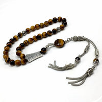 ALBATROSART Design -Tiger Eye Stone Series Worry Beads - Prayer Beads (8 mm-33 Beads) Tesbih-Tasbih-Tasbeeh-Misbaha-Masbaha-Subha-Sebha-Sibha-Rosary (Stylist Prayer Beads (8 mm-33 Beads)