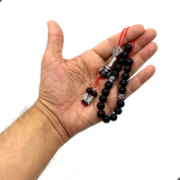 ALBATROSART Design - Greek KOMBOLOI Series- Worry Beads Begleri Pony Anxiety Beads Rosary Relaxation Stress Relief (Black Glass Beads - (10 mm, 19 Beads)