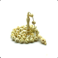 ALBATROSART -Grandeur Collection- Worry Beads-Prayer Beads-Tesbih-Tasbih-Tasbeeh-Misbaha-Masbaha-Subha-Sebha-Sibha-Rosary (Embroidered Camel Bone (10 mm-33 beads)