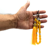 ALBATROSART Design -Greek KOMBOLOI Series -1- Worry Beads - Prayer Beads - Tesbih-Tasbih-Tasbeeh-Misbaha-Sibha-Rosary (Imitation Yellow Amber Acrylic Beads -(10X13mm, 15 Beads)