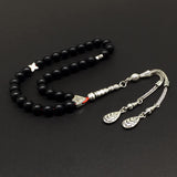 ALBATROSART - Simple Designed Natural Stone Worry Beads- Prayer Beads Tesbih-Tasbih-Tasbeeh-Misbaha-Subha-Sebha-Sibha-Rosary (Black Glass -8 mm 33- Beads)