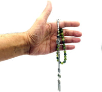 ALBATROSART Design -Latest Models New Long & Stylist Tassels Worry Beads - Prayer Beads (8 mm-33 Beads) Tesbih-Tasbih-Tasbeeh-Misbaha-Masbaha-Subha-Sebha-Sibha-Rosary (Green Jade Stone-Twin Tassel)