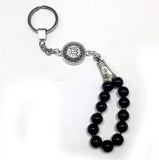 ALBATROSART -Keychain Collection with Allah -Handbag Holders (10mm Black Glass Beads)