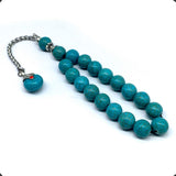 Relaxing Stress Relief Big Beads Prayer Beads, Worry Beads, EFE Tesbih, Maskot Tesbih, Tasbih, Rosary (12mm-17 Synthetic Turquoise Beads)