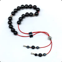 Greek KOMBOLOI Series Worry Beads Begleri Pony Anxiety Beads Rosary Relaxation Stress Relief (Black Non-Magnetic Hematite Round -10 mm- 19 Beads)