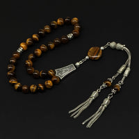 ALBATROSART Design -Tiger Eye Stone Series Worry Beads - Prayer Beads (8 mm-33 Beads) Tesbih-Tasbih-Tasbeeh-Misbaha-Masbaha-Subha-Sebha-Sibha-Rosary (Elegant Tiger Eye Natural Stone -8 mm 33 Beads-)