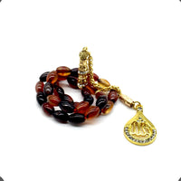 ALBATROSART Special -Allah Tassel- Collection - Worry Beads - Prayer Beads-Tesbih-Tasbih-Tasbeeh-Misbaha-Masbaha-Subha-Sebha-Sibha (Wavy Red Agate (6x9 mm 33 Beads-Allah Tassel)