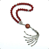 ALBATROSART -Regal Collection- Prayer Beads-Tesbih-Tasbih-Tasbeeh-Misbaha-Masbaha-Subha-Sebha-Sibha-Rosary (Red Agate Stone)