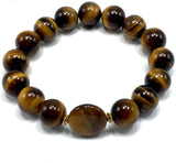 ALBATROSART - Handmade Bracelet Collection - (Ethnic Wallet Gift) (Unisex Tiger Eye Large Gemstone Genuine Bracelet -12 mm beads))