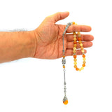 -FREE WATCH GIFT- Yellow Jade Prayer Beads-Tesbih-Tasbih-Tasbeeh-Misbaha-Masbaha (8 mm-33 beads)